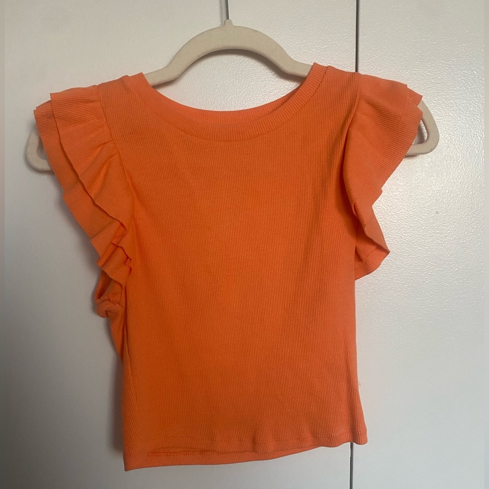 Zara ruffle orange crop top